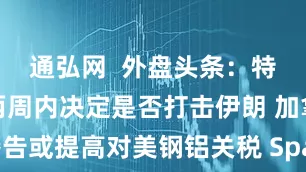 通弘网  外盘头条：特朗普将在两周内决定是否打击伊朗 加拿大警告或提高对美钢铝关税 SpaceX回应星舰爆炸