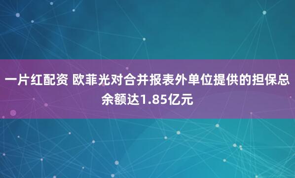 一片红配资 欧菲光对合并报表外单位提供的担保总余额达1.85亿元